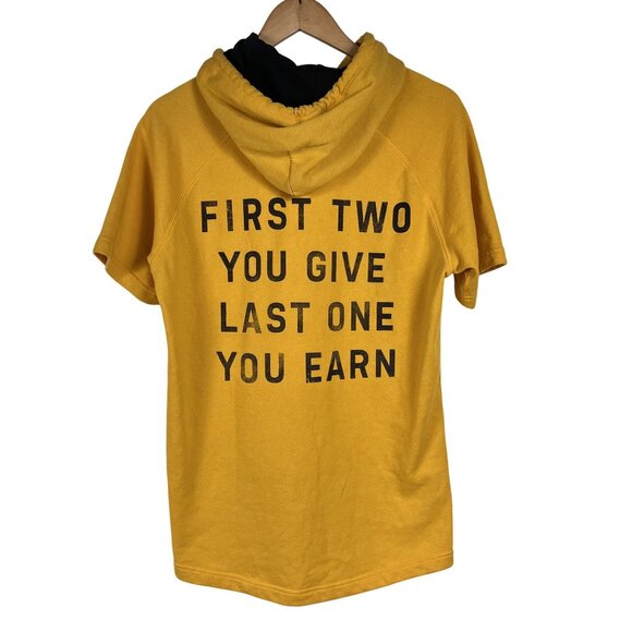 Under Armour the Rock Blood Sweat Respect Yellow Workout Hoodie Size Medium - Picture 2 of 3